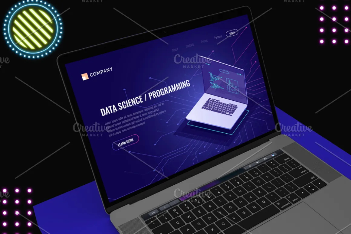 Neon Macbook Pro Mockup V.2