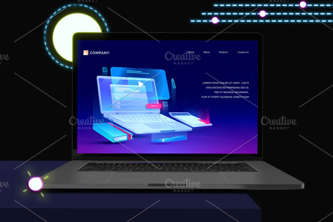 Neon Macbook Pro Mockup V.2