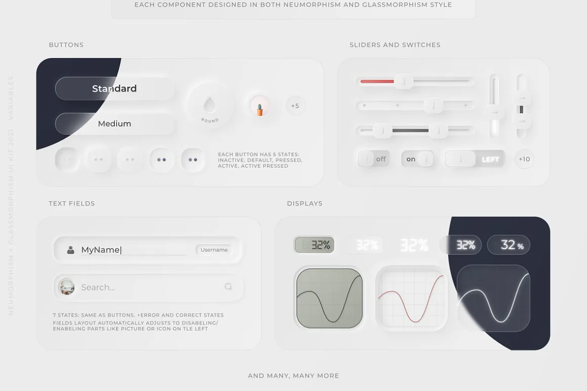 Neumorphism + Glassmorphism UI Kit