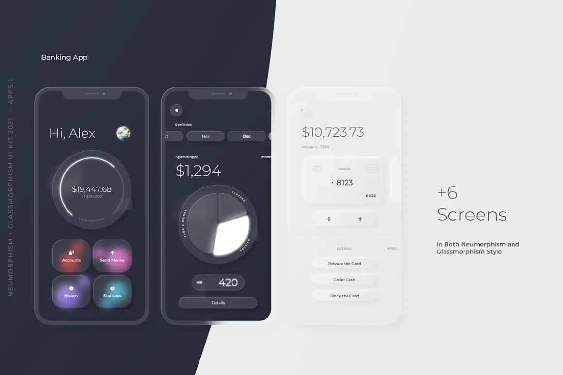Neumorphism + Glassmorphism UI Kit