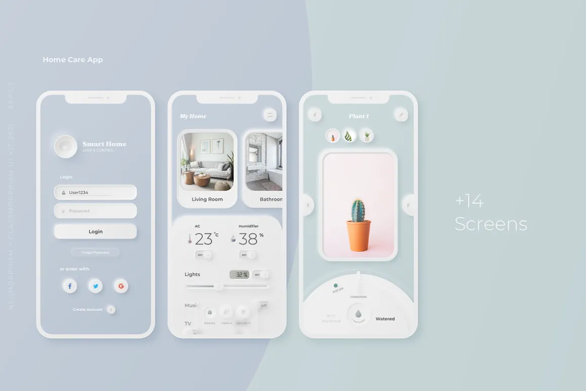 Neumorphism + Glassmorphism UI Kit