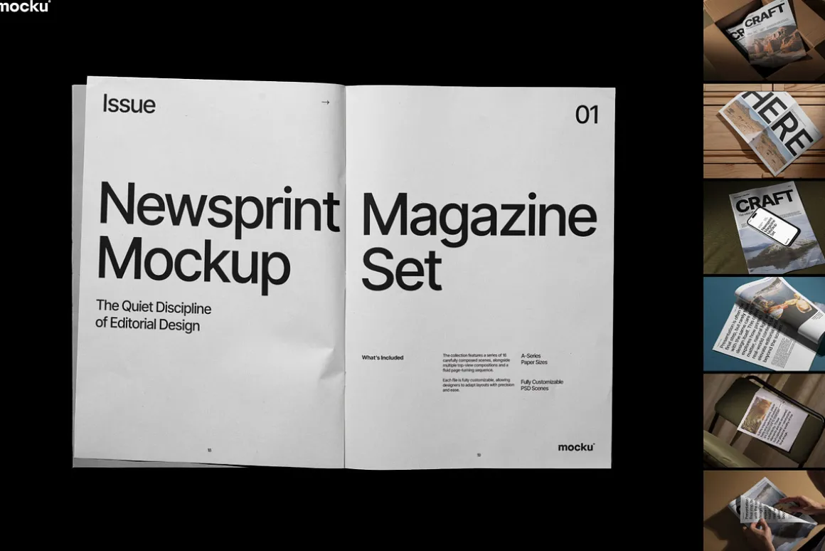 Newsprint Magazine Mockup Set