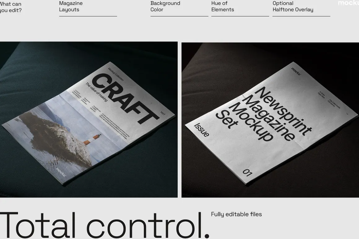 Newsprint Magazine Mockup Set