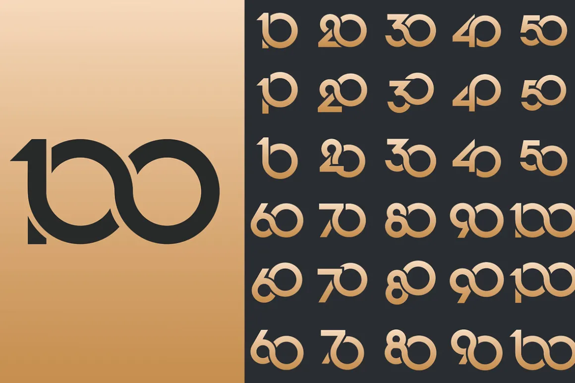 number 10 to 100 logo design