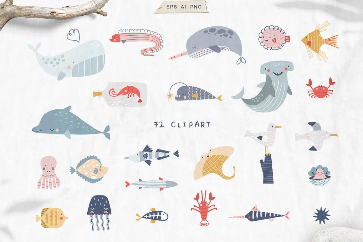 Ocean Life. Nautical Illustrations.