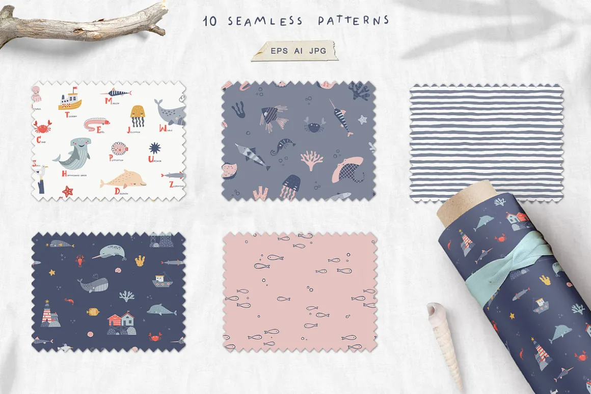 Ocean Life. Nautical Illustrations.