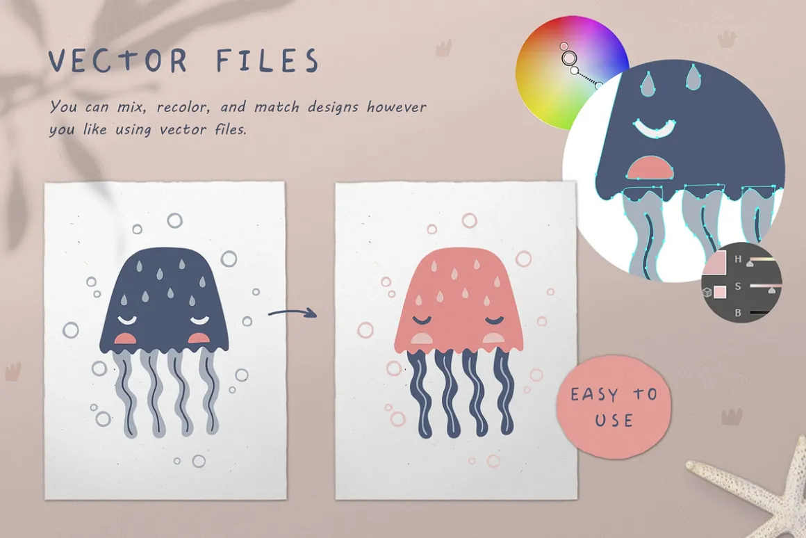 Ocean Life. Nautical Illustrations.