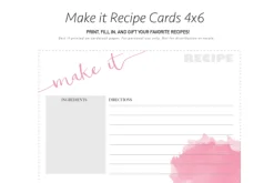 50% Off-Watercolor Recipe Cards 4x6