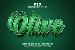 Olive Chrome 3d Psd Text Effect