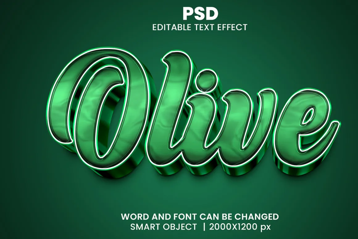 Olive Chrome 3d Psd Text Effect