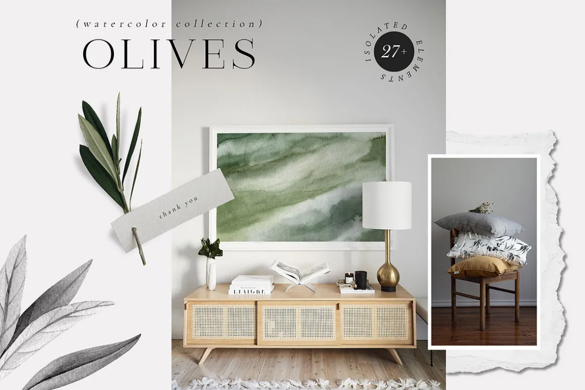 Olives. Watercolor collection