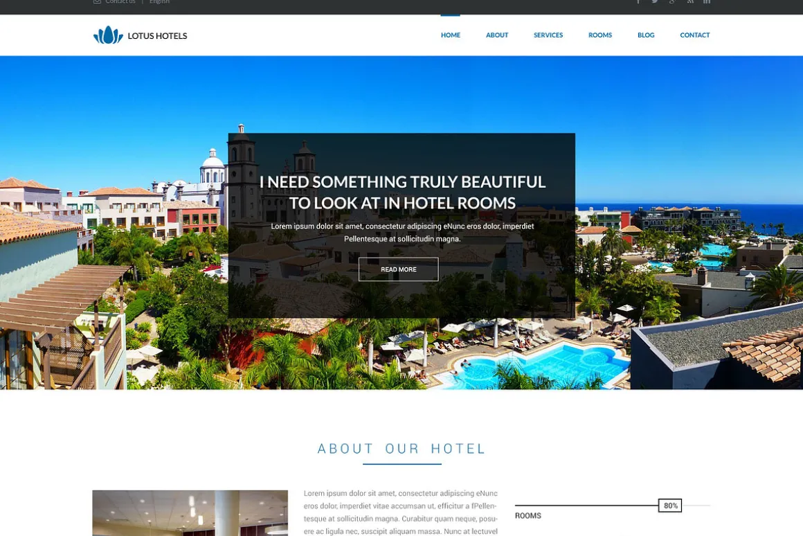 One Page Hotels PSD Website Template