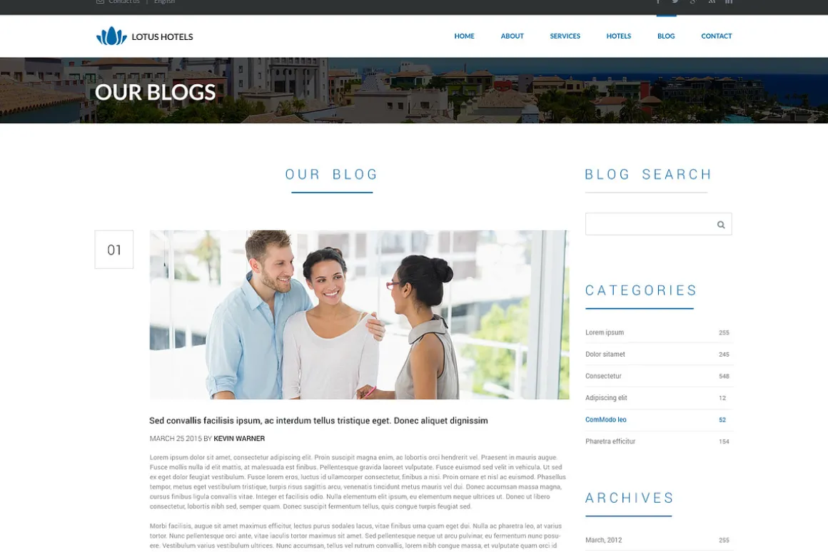 One Page Hotels PSD Website Template