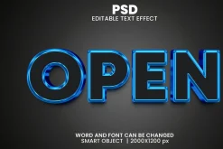 Open Blue 3d Editable Text Effect