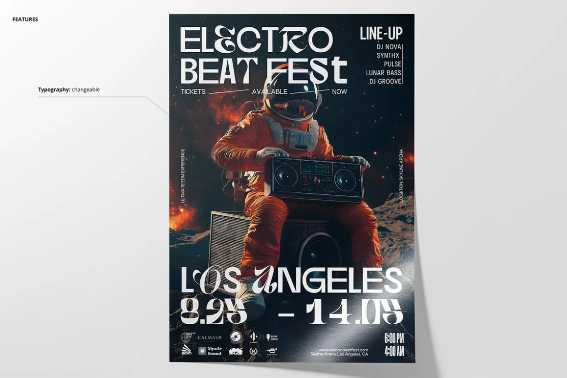 Orbiting Bassline Poster Template
