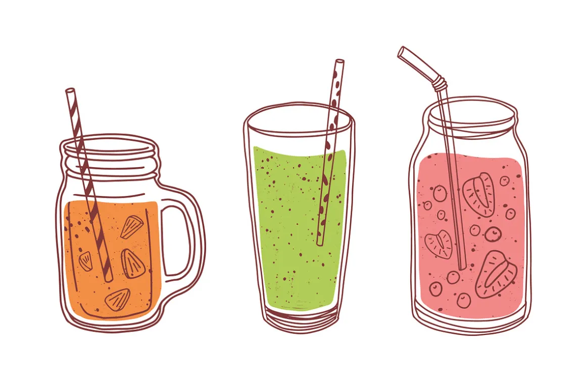 Organic fruit smoothies set
