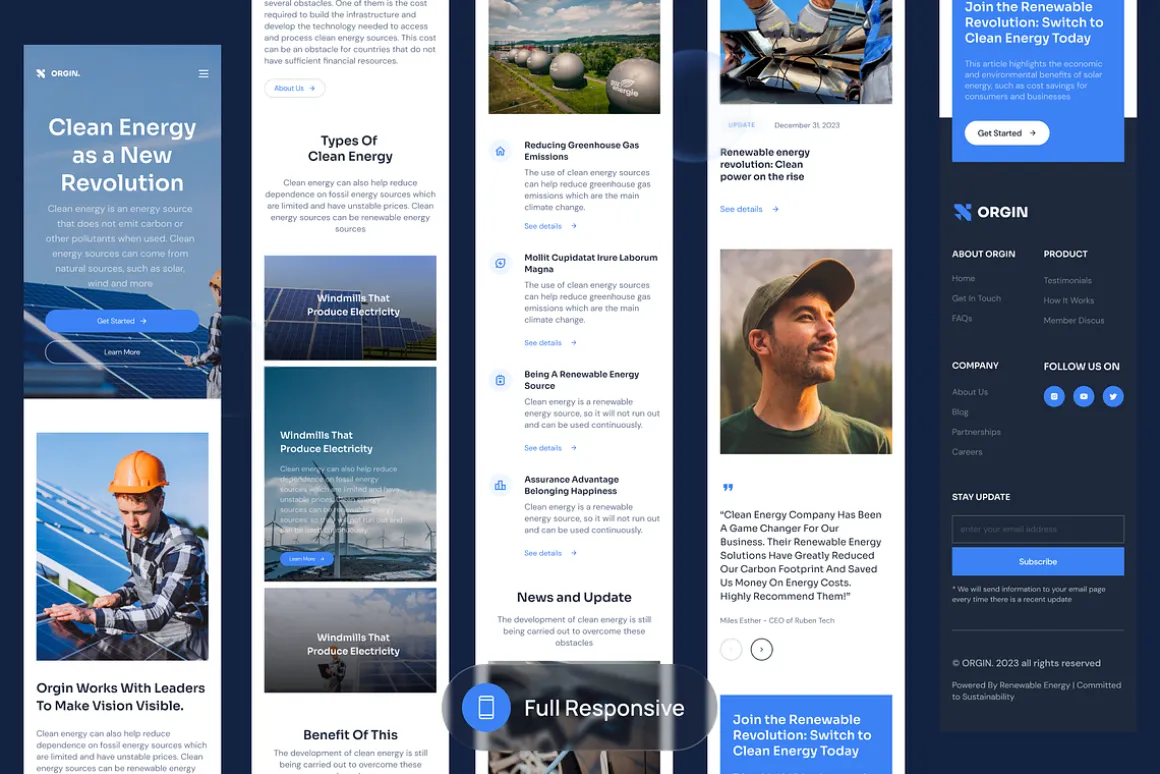 Origin - Clean Energy Landing Page