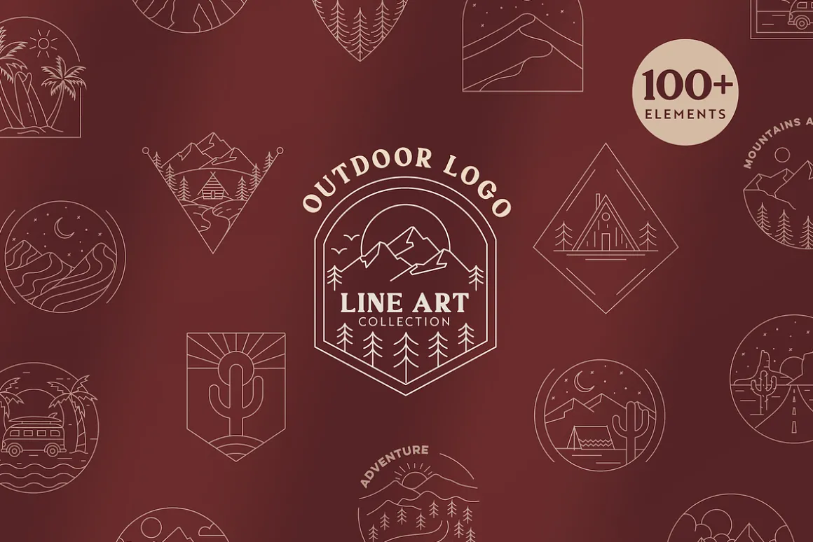 Outdoor Line Art Graphic Set