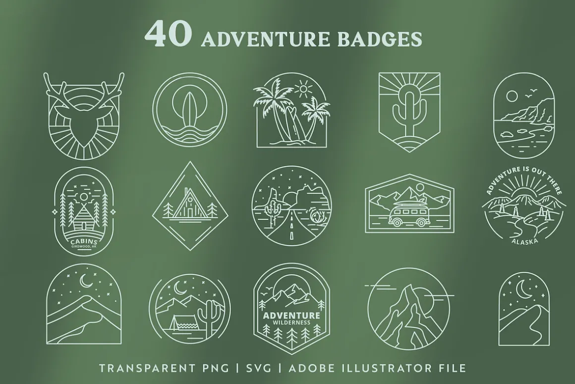 Outdoor Line Art Graphic Set