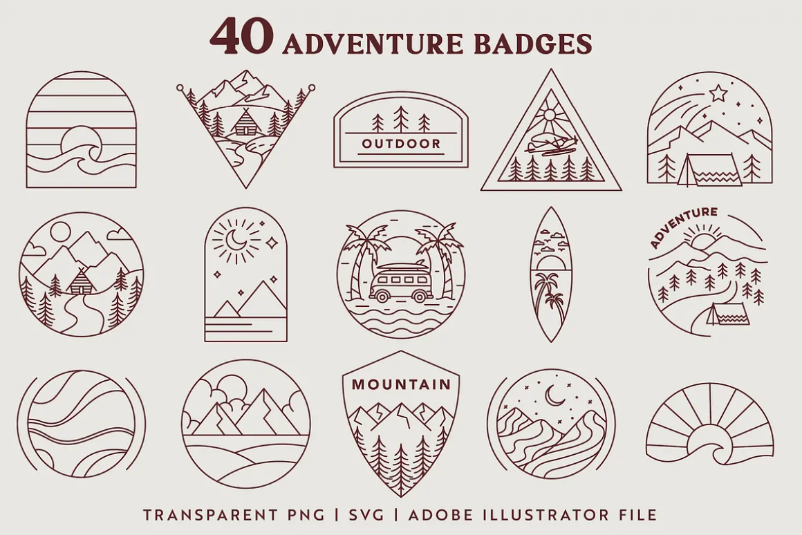 Outdoor Line Art Graphic Set