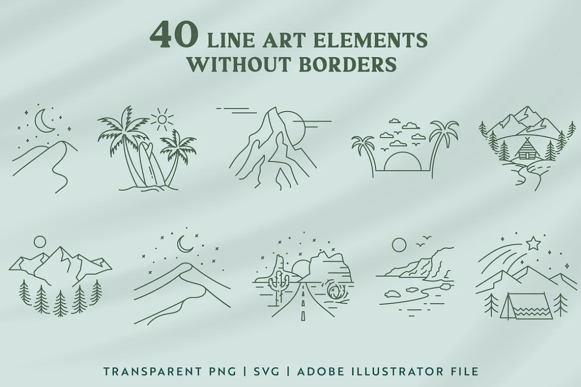 Outdoor Line Art Graphic Set