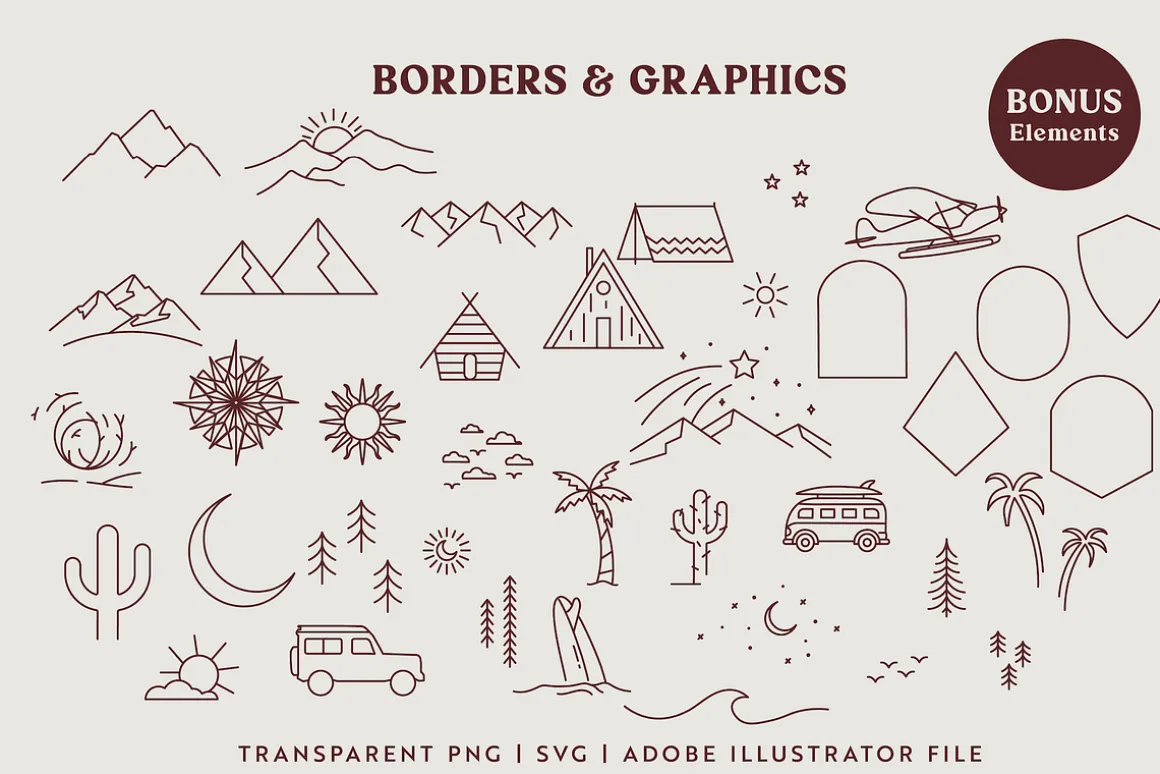 Outdoor Line Art Graphic Set