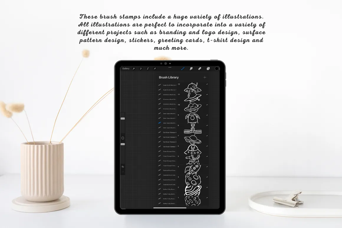 100 Outer Space Procreate Stamps