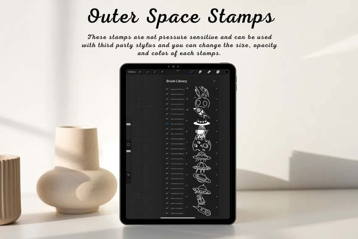 100 Outer Space Procreate Stamps