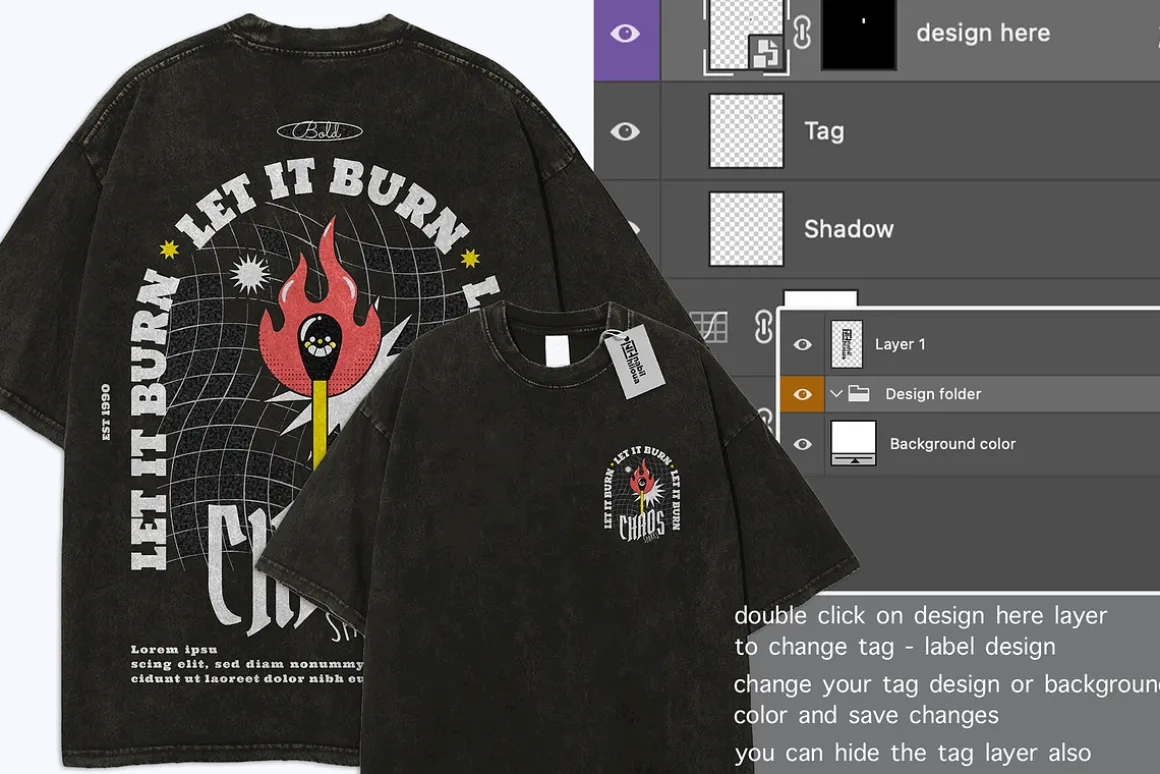 oversize Washed T Shirt PSD Mockup