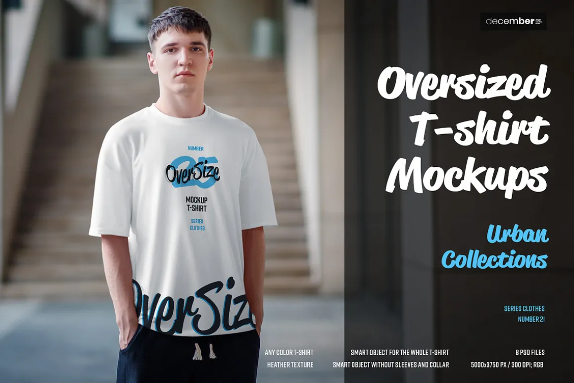 8 Oversized T-shirt Mockup