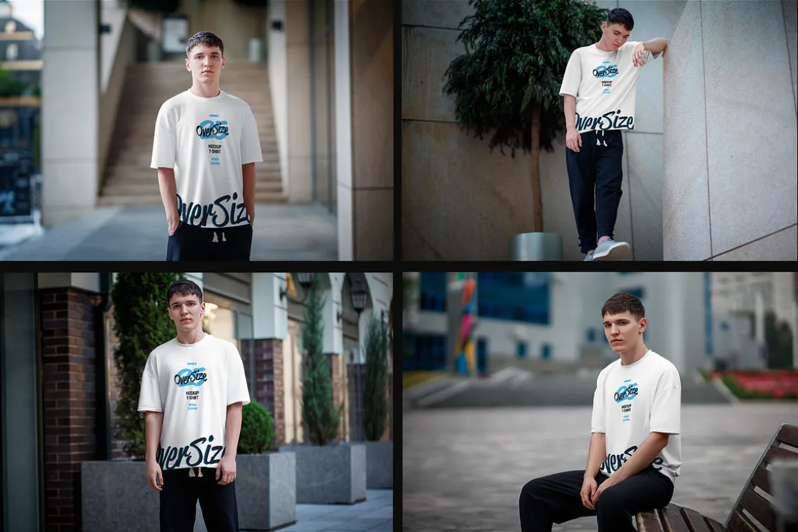 8 Oversized T-shirt Mockup