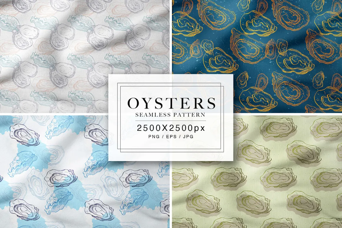 Oysters Seamless Patterns