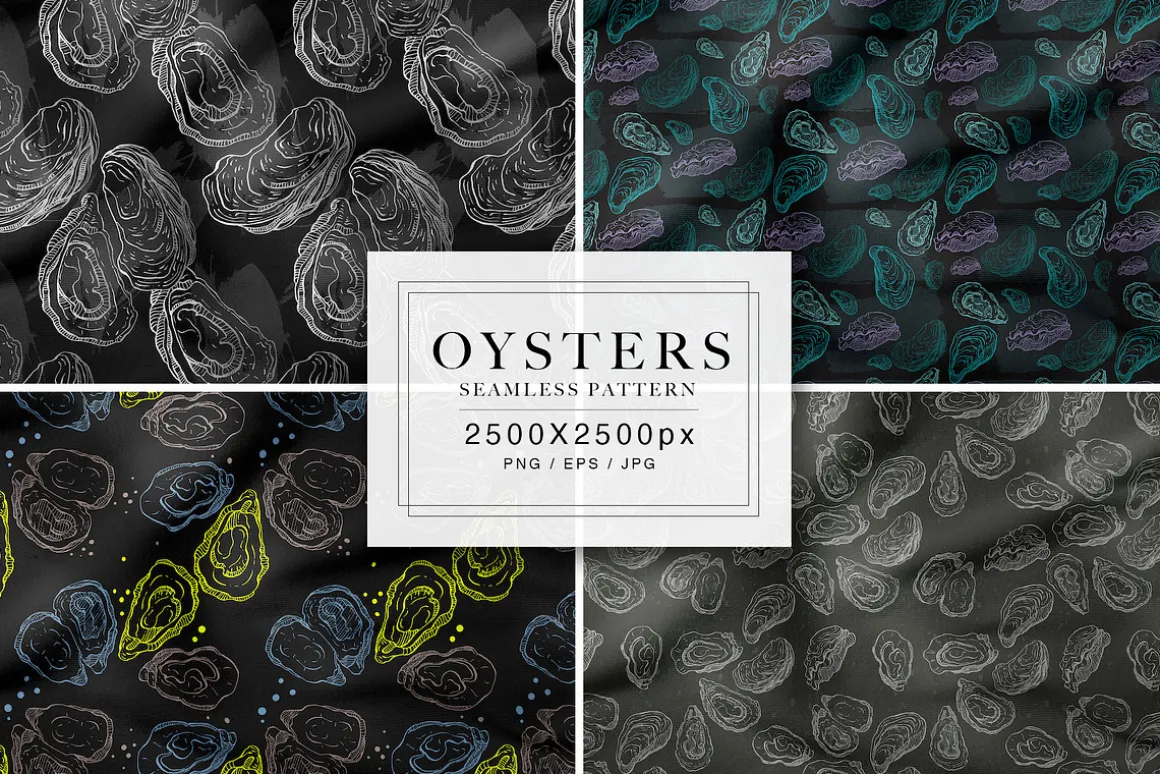 Oysters Seamless Patterns