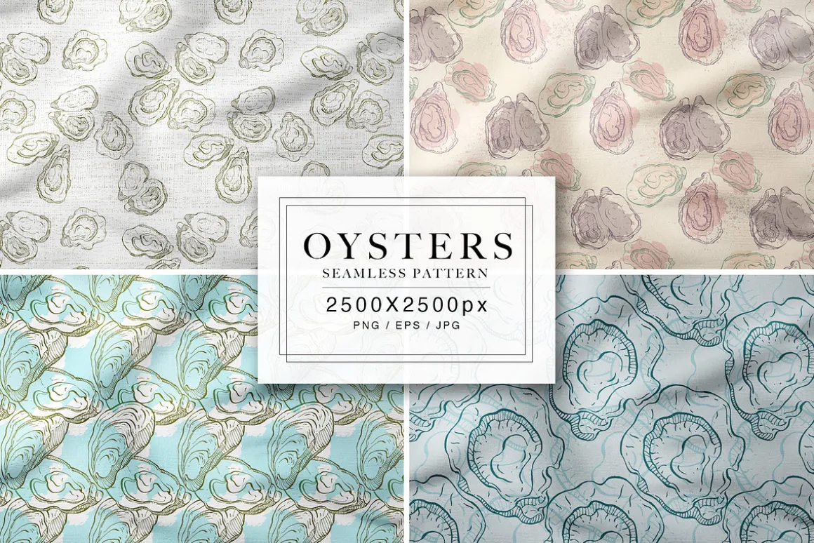 Oysters Seamless Patterns