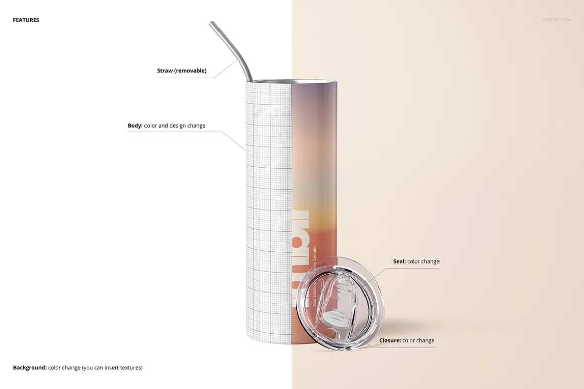 20oz Skinny Tumbler Mockup Set