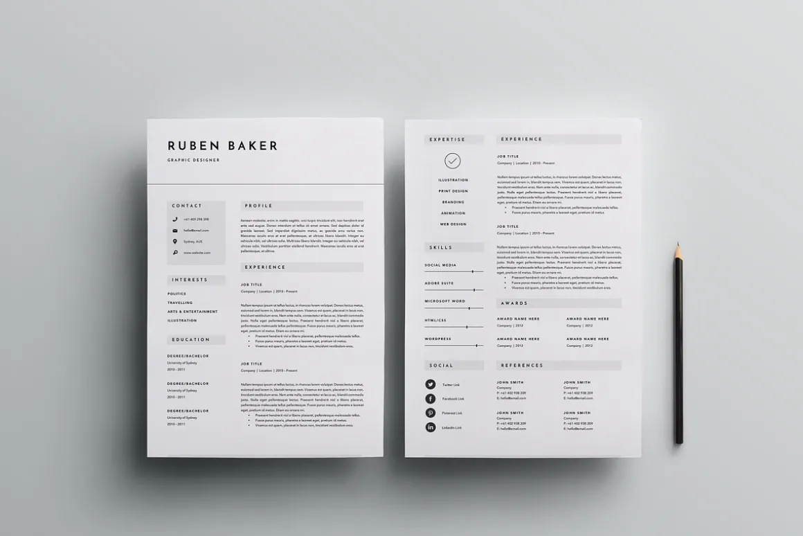 3 Page Resume Template | INDD + DOCX