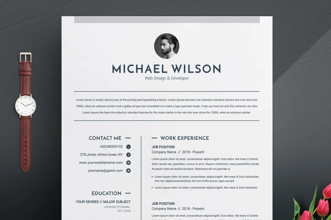 3 Pages Clean CV Template | MS Word