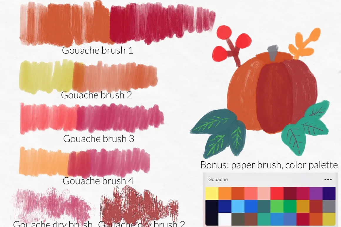 Painterly gouache brushes