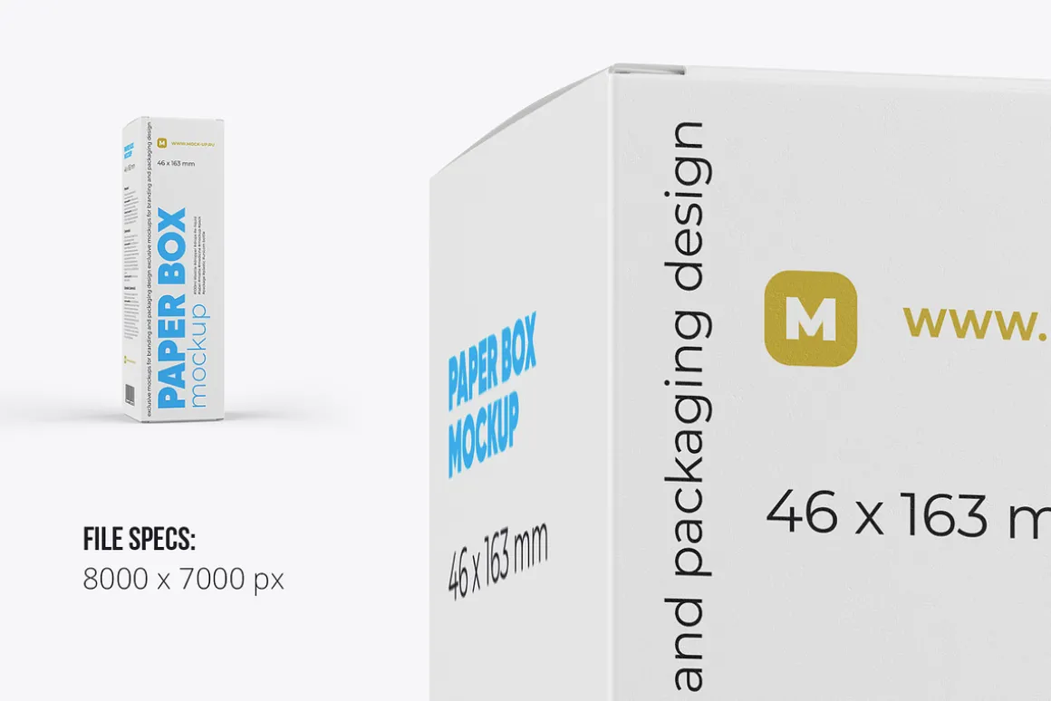 Paper Box Mockup 46x163mm
