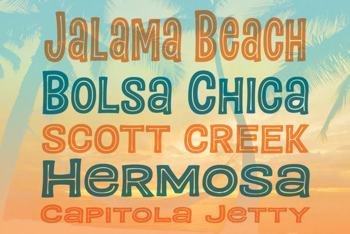 Paradise Point Inline surf fonts