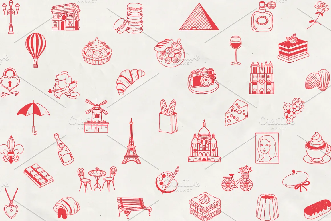 Paris Doodles Line Art