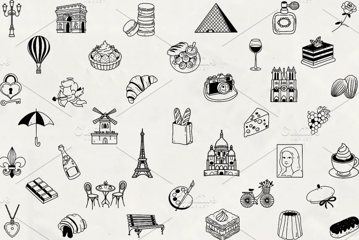 Paris Doodles Line Art