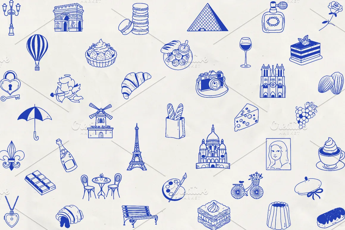 Paris Doodles Line Art