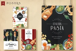 Pasta Recipe and Dishes Watercolor