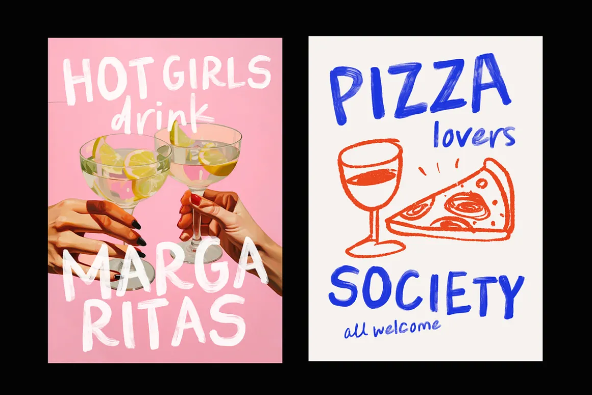 Pasta and Wine Bitmap SVG Font