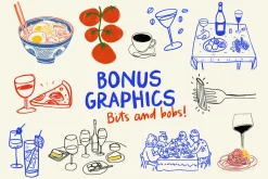 Pasta and Wine Bitmap SVG Font