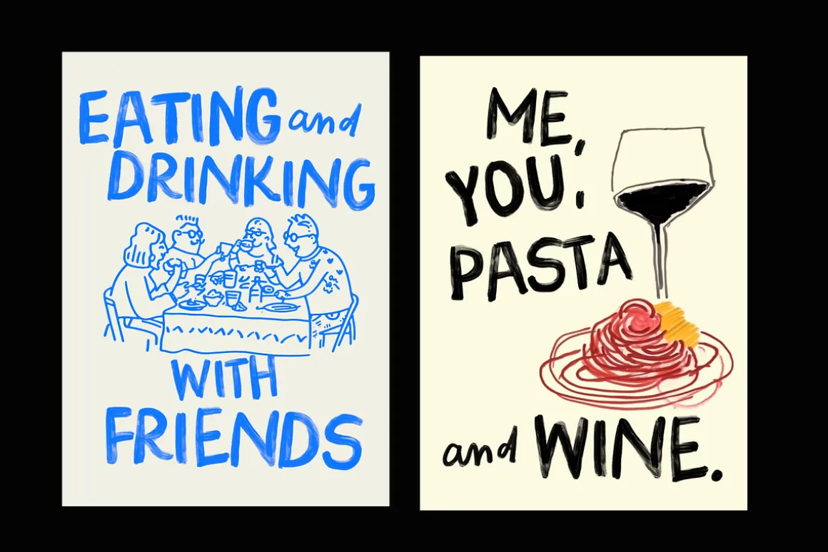 Pasta and Wine Bitmap SVG Font