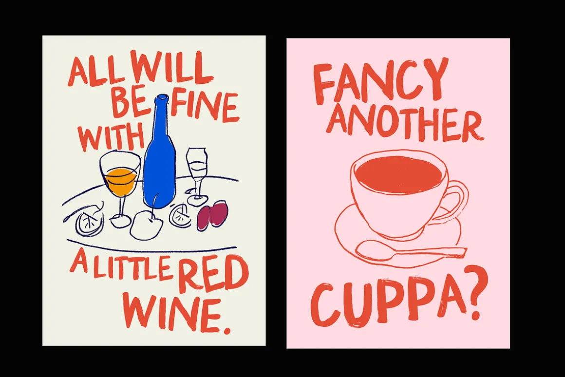 Pasta and Wine Bitmap SVG Font
