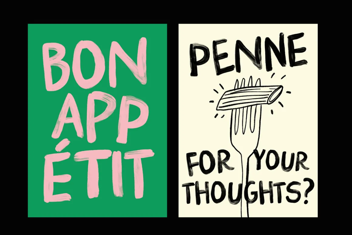 Pasta and Wine Bitmap SVG Font