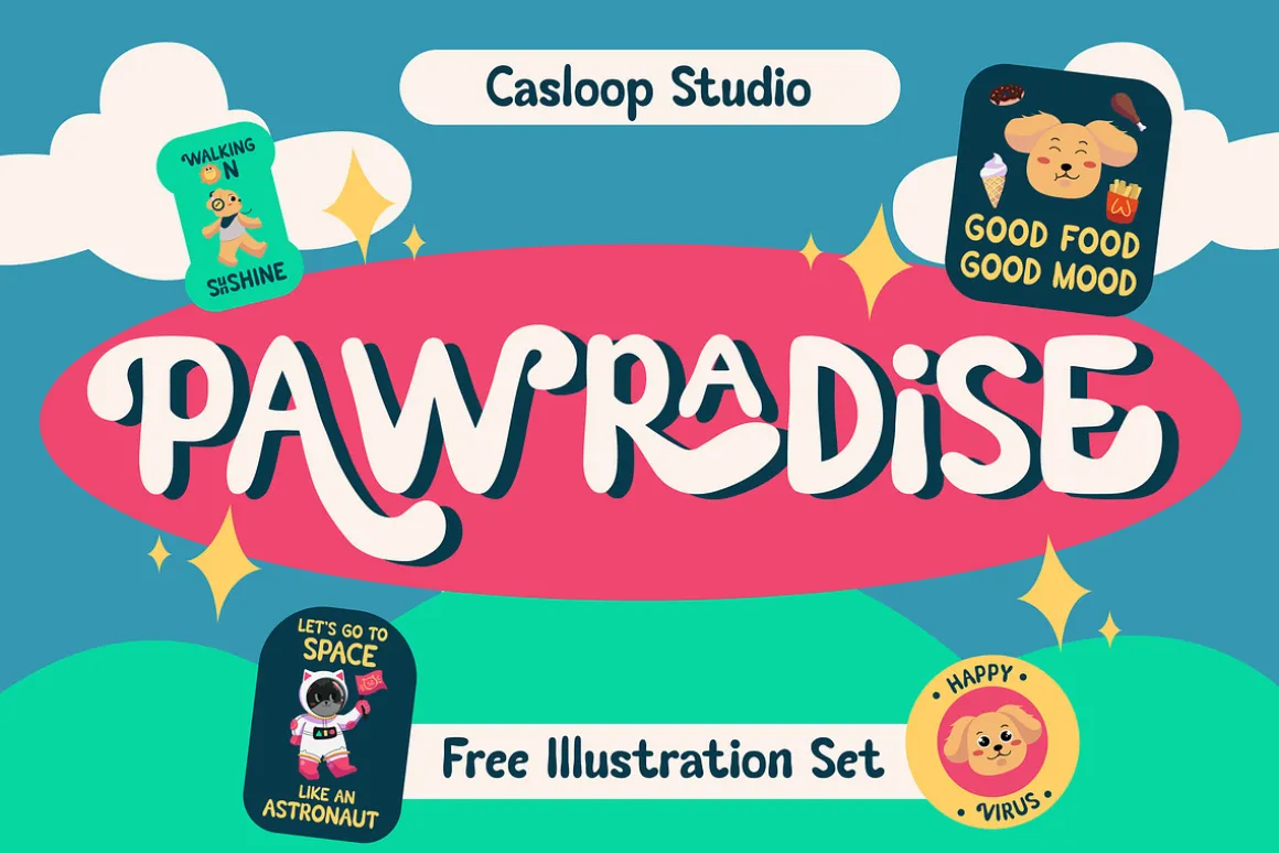 Pawradise Bubbly Display Typeface